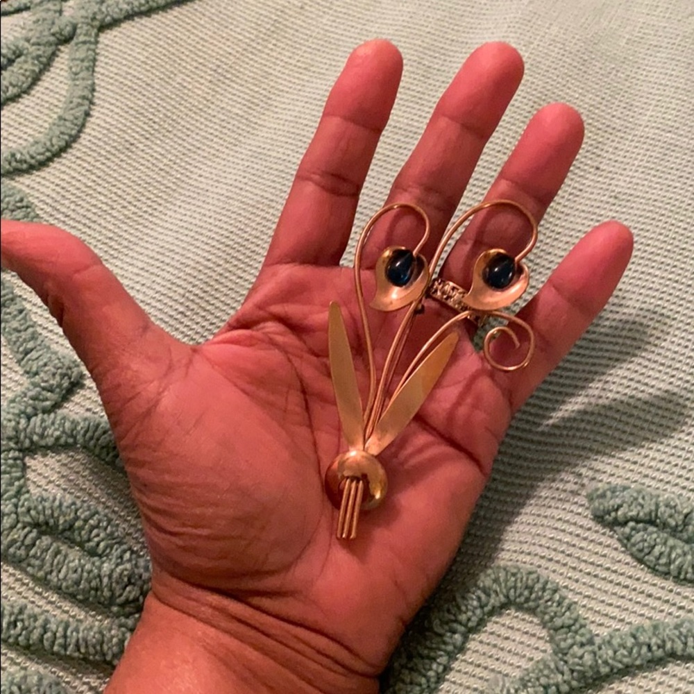 Unsigned Copper Brooch - image 3